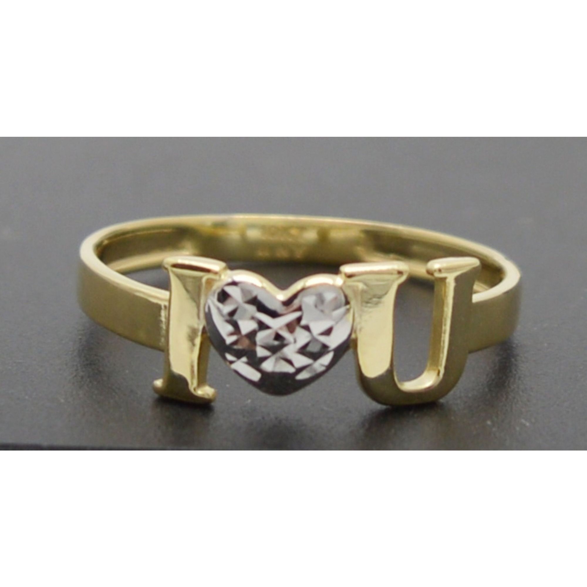 Real Solid 10k Two-Tone Gold Heart I Love You Ring 12gr All Sizes 223$